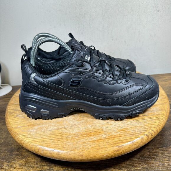Skechers D Lites Play On Womens Size 8.5 Black‎ Shoes Sneakers 11949 - Picture 1 of 8